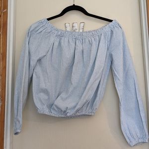 Cropped over the shoulder striped top